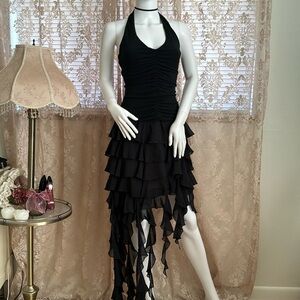 y2k goth halter prom dress